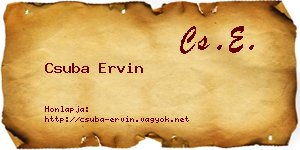 Csuba Ervin névjegykártya
