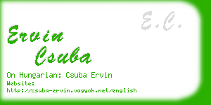 ervin csuba business card